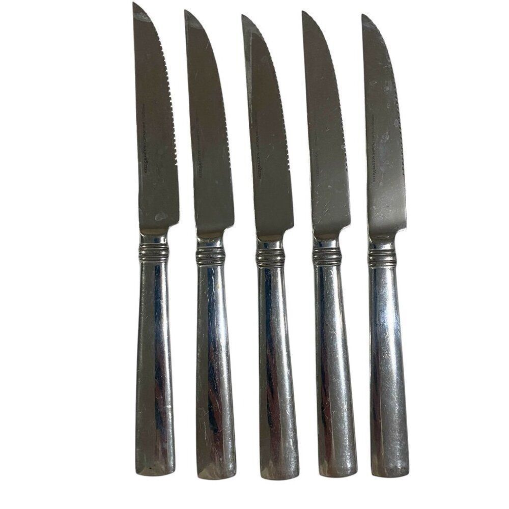 Lot of 5 Reed & Barton Heritage Mint Regent Stainless Steel Serrated Steak Knive